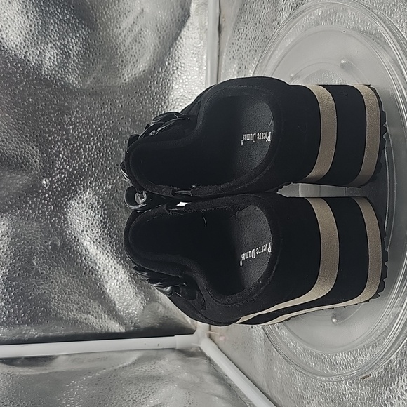 C Black And Tan Platform Pierre Dumas Slip Ons Black Chain Accents Sz 7.5 - Picture 4 of 8